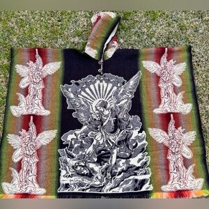 Saint Michael the Archangel alpaca poncho, one size, unisex, hooded, adult size